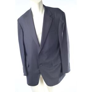 CANALI Mens Black Virgin Wool Blazer Travel Water Resistant Sport Coat Size 52 R